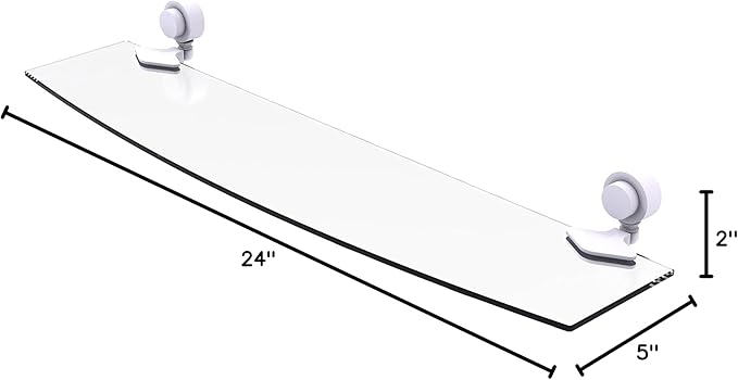 Allied Brass 433/24 Venus Collection 24 Inch Glass Shelf, Matte White