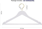 Amber Home 20 Pack Solid Wood Suit Coat Hangers, Smooth White Finish Wooden Dress Hangers with Non Slip Pant Bar, Clothes Hangers with Gold Hook & Notches for Jacket, Pant, Shirt (White+Gold, 20)