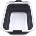 SAMMART 42L(11 gallon) Collapsible Plastic Laundry Basket-Foldable Pop Up Storage Container-Portable Washing Tub-Space Saving Basket,Water capacity 34L(9 gallon) (1 Rectangular - strengthen, Black)