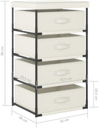 4 Tier Storage Organizer with Removable Fabric Baskets, Cream Steel Frame Shelving Unit for Bedroom Closet Organization, Home Office Storage Solution