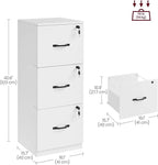 VASAGLE 3-Drawer Vertical File Cabinet, Filing Cabinet for Home Office, Printer Stand, with 3 Lockable Drawers, Adjustable Hanging Rail, for A4 and Letter-Size Files, Cloud White UOFC055W14