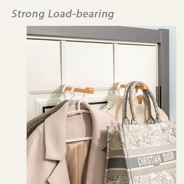 2 Pack Folding Clothes Drying Rack, Thickness Adjustable, Metal/Wooden, Portable, Lightweight, Heavy Duty, Over The Door Hooks for Laundry (White)