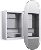Kohler 35573-CPL Verdera® Framed Medicine Cabinet Mirror, Capsule Design, Mirrored Interior, Bathroom Cabinet, Adjustable Glass Shelves, Rustproof Aluminum, 15 in. W x 30 in. H, Polished Chrome