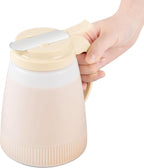 Restaurantware-Chef 101 48 Ounce All Purpose Syrup Dispenser, 1 Honey Dispenser - Beige Top, Stainless Steel Slide Cover, Plastic Pancake Syrup Bottle, Perfect For Diners, Restaurants, Home