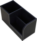 KINGFOM Desk Organizer Office Supplies Caddy Pu Leather Multi-function Storage Box Pen/Pencil,Cell phone, Business Name Cards Remote Control Holder Black