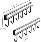 AliCH 2pcs Mug Hooks Under Cabinet Mug Holder Rack,Nail Free Adhesive Coffee Cups Holder Hanger for Cups/Kitchen Utensils/Ties Belts/Scarf/Keys Storage, Fit for 0.8inch Thickness Shelf or Less (Black)