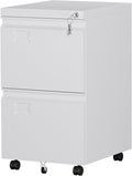 SUXXAN 2 Drawers Mobile File Cabinet, Metal Under Desk Cabinet with Lock, for Office Home, Legal/Letter Size, W14.57”x D17.36”x H25.79”, Assembly Required