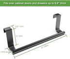 9" Over The Cabinet Towel Bar Holders, Handing Towel and Washcloth Rack for Bathroom and Kitchen, Stainless Steel, 2 Pack (Cool Black)