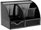 Exerz Desk Organizer Black Office Desk Accessories Supplies Office Storage Desktop Pencil Pen Holder with Drawer Home Workspace