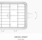 simplehuman Large Capacity Dish Drying Rack with Stainless Steel Frame, 360º Easy Drain Swivel Spout, Utensil & Wine Glass Holder, Anti-Residue Coating, Moisture Control Surface, White