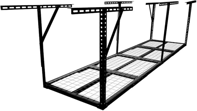 2x8FT Overhead Garage Storage Rack, 450lbs Heavy Duty Ceiling Shelves, Adjustable Height 22-40 inch, Metal Garage Storage Organization System for Seasonal Items, Black