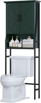 Over The Toilet Storage Cabinet, Over Toilet Bathroom Organizer with Barn Doors Above Toilet Storage Cabinet Spacesaver Behind Toilet Bathroom Organizer (Forest Green)