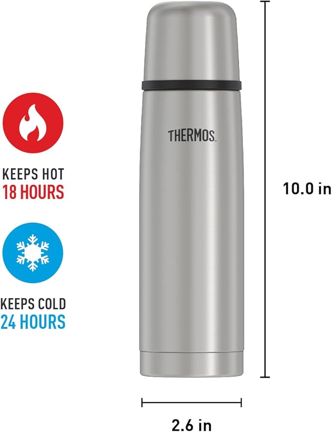 Thermos Vacuum Insulated 16 Ounce Compact Stainless Steel Beverage Bottle