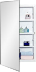 Plastic Medicine Mirror Cabinet for Bathroom 18 x 28 inch, Surface and Recessed Mount