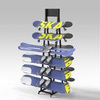 Black Metal Snowboard & Ski Storage Rack, Double-Sided Floor Stand for Garage/Shop, Heavy-Duty Ski Parking Display, 30x55x155cm, Space-Saving Organizer