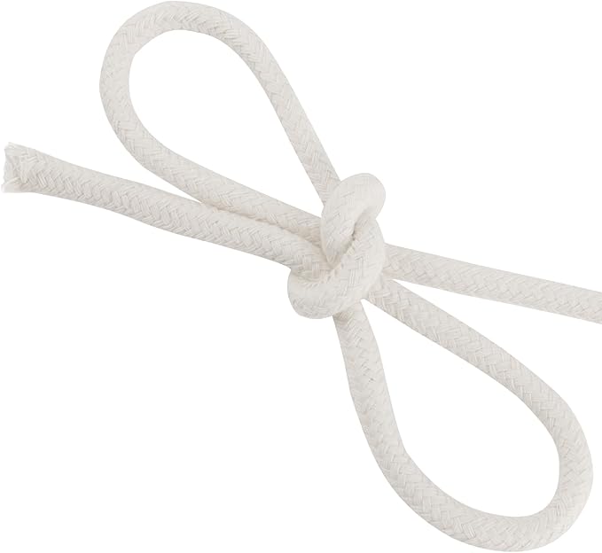 FUNSUEI 5/16 Inch 328 Feet White Cotton Clothesline Rope, Cotton Braided Clothesline Rope for Clothes Hanging, Plant Hanger, Knitting Crafts
