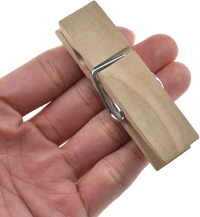 HAHIYO Wooden Clothes Pins Clothespins Extra Wide Do NOT Fall Apart 2.83 inches Length 11 Pack Sturdy Strong Springs No Rust No Discoloration for Laundry Craft Food Opened Bags