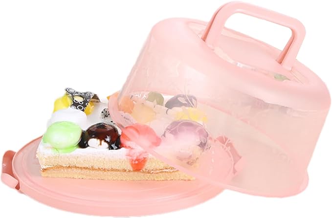 Cake Carrier with Lid and Handle, Round Cake Containers for 10 inch Cakes, Cupcake Holder, Dustproof, Portable Cupcakes Transport Container for Cakes Pie Muffin Pizza Desserts