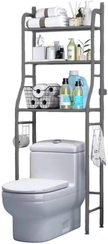 3-Shelf Bathroom Organizer Over The Toilet, Bathroom Spacesaver (Black)