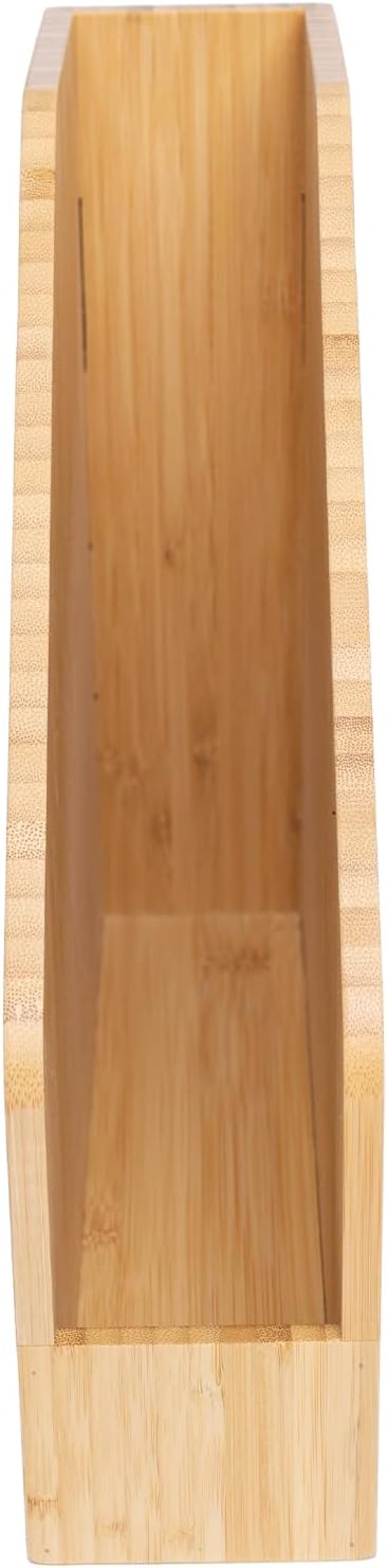 2 Pack Bamboo File Folder Holder Book Holder Frames Document Cabinet Rack Storage Organizer Small Magazine Shelf for Home ,Office