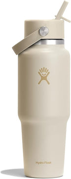 Hydro Flask Travel Water Bottle - Insulated Stainless Steel - Wide Straw Lid, Non Spill, Leakproof in 32 Oz Coconut Cream