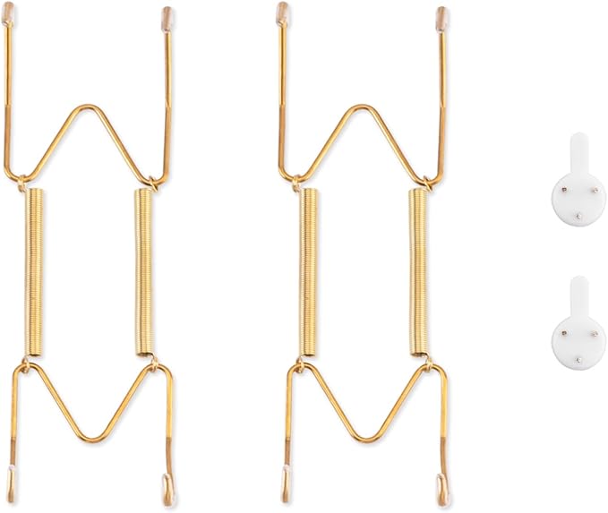 Bilillo 2 Pack Plate Hangers for The Wall, Suitable for 6-8 inch Decorative Plate, Stainless Steel Invisible Heavy Duty Wire Plate Holder with Wall Hooks, Plate Hangers for Displaying Plates