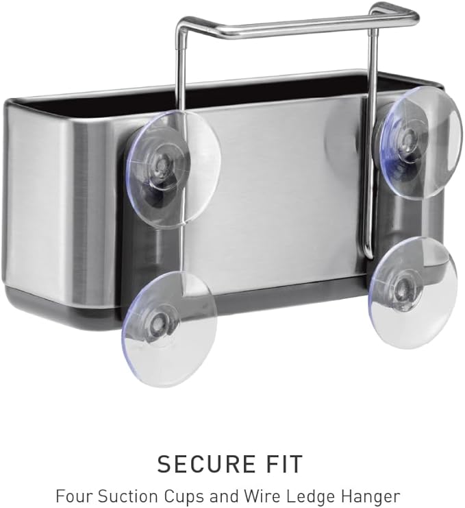 simplehuman Slim Sink Caddy Sponge Holder, Brushed Stainless Steel, Silver