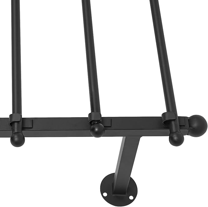 Heavy Duty Iron Ribbon Organizer Rack Wall Mounted, 12-Rod Modern Metal Craft Organizer for Ribbons, Wrapping Paper, Vinyl Rolls, Space Saving Storage Rack for Florist, Home (Black)