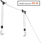 Wallmaster Ceiling Bike Mount Hanger, Bike Ceiling Lift Hoist, Bike Pulley System for Garage, Indoor Bicycle Hooks, 2 pack