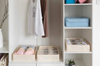 ALYER Collapsible Bra(A-C Cup) Drawer Organizer,Durable Cloth Storage Box Bins Dividers for Panties,Underwear,Socks,Lingerie(Beige-7 Cells)