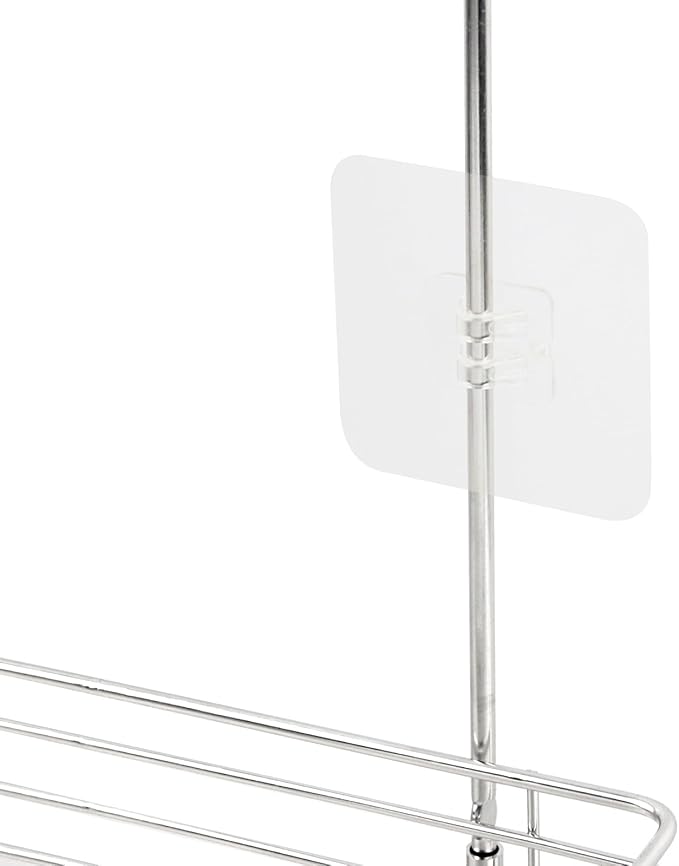 Antrader Hanging Shower Rack,Shower Caddy Hanging,Hung on the Faucet or the Door,the Back Hook Can be Rotated,No Drilling,304 Stainless Steel,Single Layer Shelf