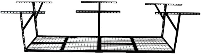 Overhead Garage Storage Rack, 96" × 24" Heavy-Duty Steel Ceiling Mounted Shelf, Adjustable Height 22"–40", 400 Lbs Load Capacity, Garage Ceiling Organizer for Seasonal Storage,Black