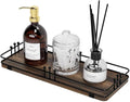Bathroom Vanity Tray for Countertop Toiletries Perfume Makeup Soap Dispenser Toilet Tank, Kitchen Tray for Salt Spice, Decor Tray for Candle Nightstand Coffee 11.3”x 4.4” Brown-Black