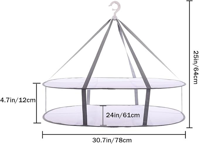 Large Folding Laundry Drying Rack, Clothes Drying Rack, Portable Sweater Drying Rack, Mesh Hanging air Dryer, Lay fold Flat Dry Hanger for Indoor Outdoor, Delicates, Towel, Socks,Swimsuit (Grey)