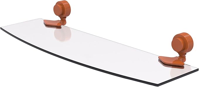 Allied Brass 433G/18-ASP Venus Collection 18 Inch Glass Shelf with Grooved Accents, Autumn Sparkle