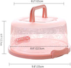 FEOOWV Plastic Small Cake Carrier Holder Cover Round Container with Collapsible Handles Suitable for 7 inch Diameter and 2.5 inch Height Cake (Pink)