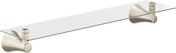 Moen Flara Brushed Nickel Glass Bathroom Vanity Shelf, 21" W x 5.19" D x 3" H, YB0390BN