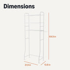 Amazon Basics Over the Toilet Storage Organizer, 3-Tier with 2 Paper Holders, 13.8 x 31.9 x 64.9 Inches, White