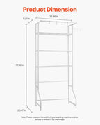 VEVOR Over The Washer and Dryer Storage Shelf, 3 Tier Laundry Room Drying Rack with Hanger Rod and Hooks, Adjustable Over Washer and Dryer Shelves, Laundry Room Shelf Storage Space Saver, White
