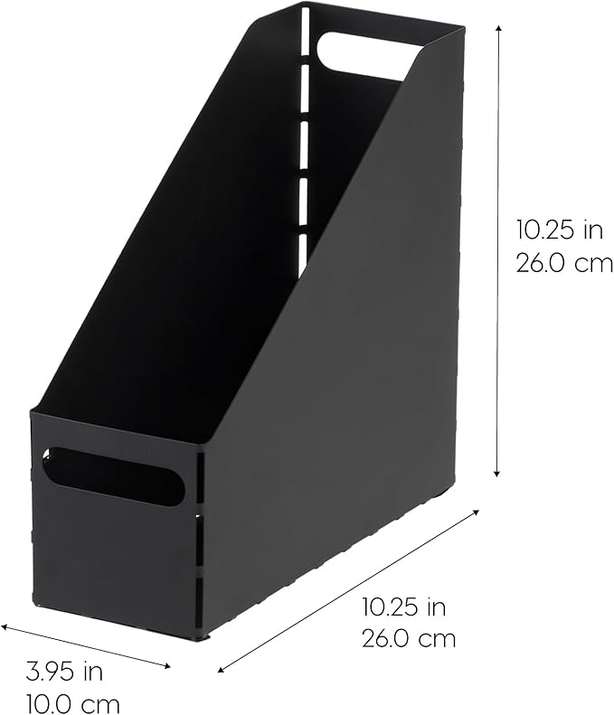 IRIS USA Metal Magazine File Holders, 6 Pack, For Letter/Legal File, Durable Vertical Desktop File Paper Organizer, File Storage Box Stand Rack for Document Notebook Binder Home Work Office, Black