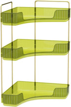 Corner Bathroom Countertop Organizer, Vanity Trays for Bathroom Counter, Makeup Organizer, Perfume Tray, Kitchen Spice Rack, Fits 90 Corner(Green, 3 Tiers)