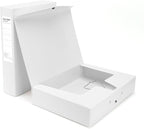 HUA JIE 2 Pack A4 Storage File Boxes Archives Case,65mm Spine,Box File Document Storage Box with Metal Clip for Office School -White