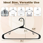 HOUSE DAY Black Plastic Hangers 30 Pack, Plastic Clothes Hangers with Built-in Strap Hooks, Space Saving Slim Hanger for Closet Organizers and Storage, Durable Clothing Hanger for Shirts Blouses Tops
