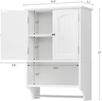 TEENFON Bathroom Wall Cabinet with Adjustable Shelves and Towel Rack, Wall Mounted Over the Toilet Storage Cabinet for Bathroom, Living Room, White UNGGX005W
