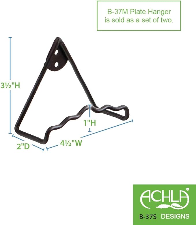 Achla Designs B-37S Plate Wall Hanger Bracket, Small, 2-Pack