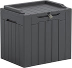 Greesum Outdoor Storage Box 31 Gallon Storage Box with Lid for Patio Furniture, Garden Tools, Pool Supplies, Waterproof and UV Resistant, Lockable, Dark Grey