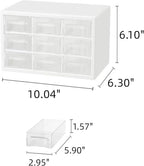 Feadily 1PCS Large Drawer Organizer for Desk, Desktop Drawer Organizer with 9 Clear Drawers, Plastic Desktop Storage Drawers 10.04 Inch x 6.30 Inch x 6.10 Inch, White