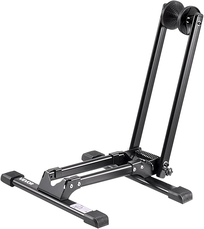 VEVOR Bike Rack, Fits 20 to 27 Inch Mountain & Road Bikes, Alloy Steel Rust-Resistant Bike Floor Stand Rack, Foldable Bicycle Stand for Entryway, Garage, Home Bikes Parking & Storage, 1 Pack, Black