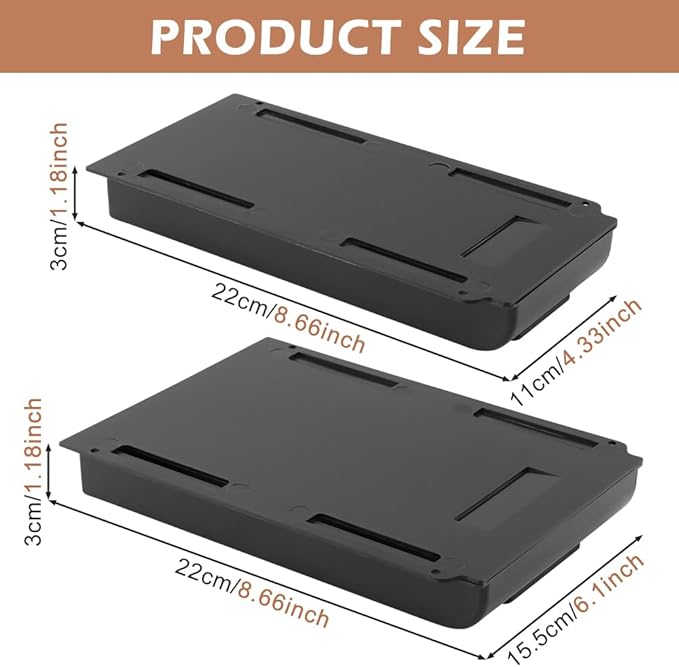 2pcs Under Desk Drawer, Table Hidde-n Slide Out Pencil Holder Self-Adhesive Desk Drawer Storage Tray Attachable for Stationery Home Office School (COLOR:black)