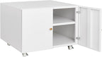 17.70" Metal Office Copier File Cabinet with 2 Door and 360 ° Universal Wheel,Mobile Lateral Filing Cabinets w/Aluminum Alloy Handle,Rolling Printer Stand for Legal/Letter/A4,White